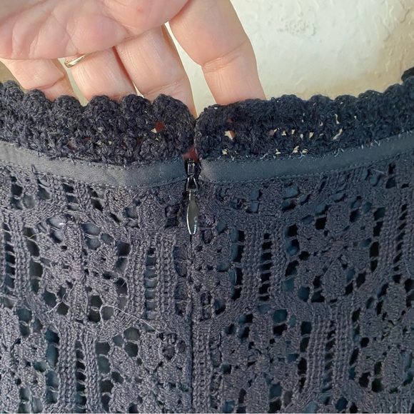 Shoshanna Crochet Black Lace Cap Sleeve Above Knee Cocktail LBD Dress SZ 8 - Picture 9 of 12